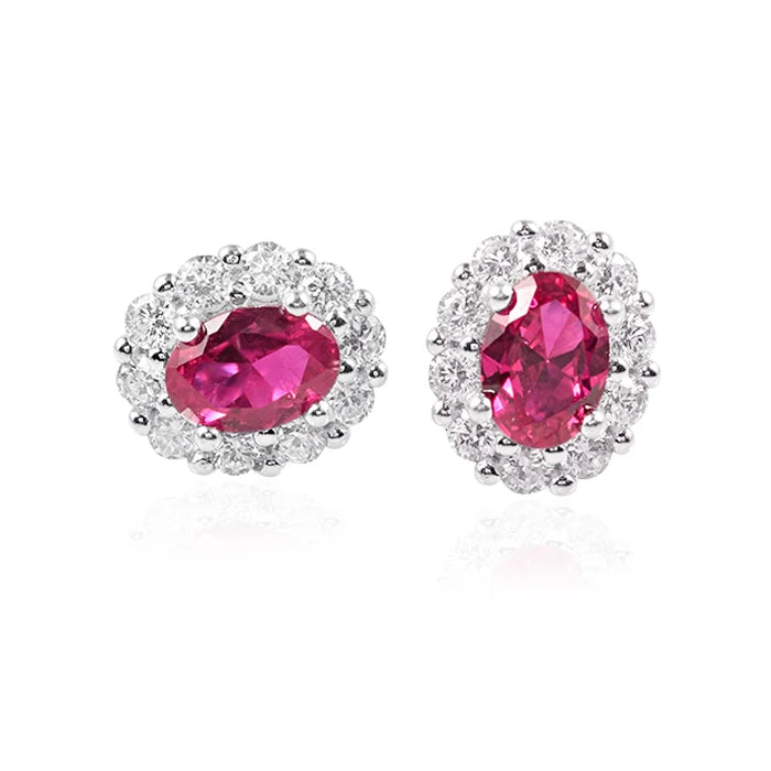 Body Jewelry Simple 925 Sterling Silver Earring Lab Grown Ruby Stud Earrings for Women Girls