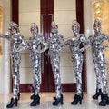 Factory Sale Sexy Women Mirror Suit Eyeglass Snake Silver Cosplay Reflective Clothing for Party DJ Club Show Dance Costumes
