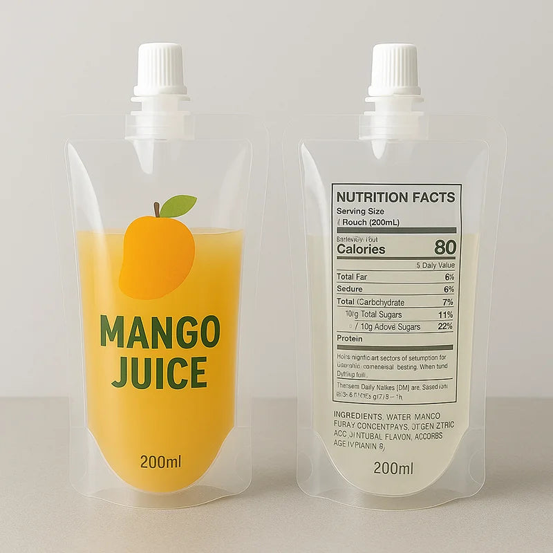 BPA Free Food Pouches Juice Drinking Packaging Clear Plastic Bag Drink Stand up Pouch With Spout MegaBDM