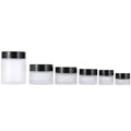 1 Oz Frosted Glass Face Cream Jar 5ml 10ml 15ml 20ml 50ml 100ml Empty Custom Cosmetic Frosted Glass Jar With Black Lids