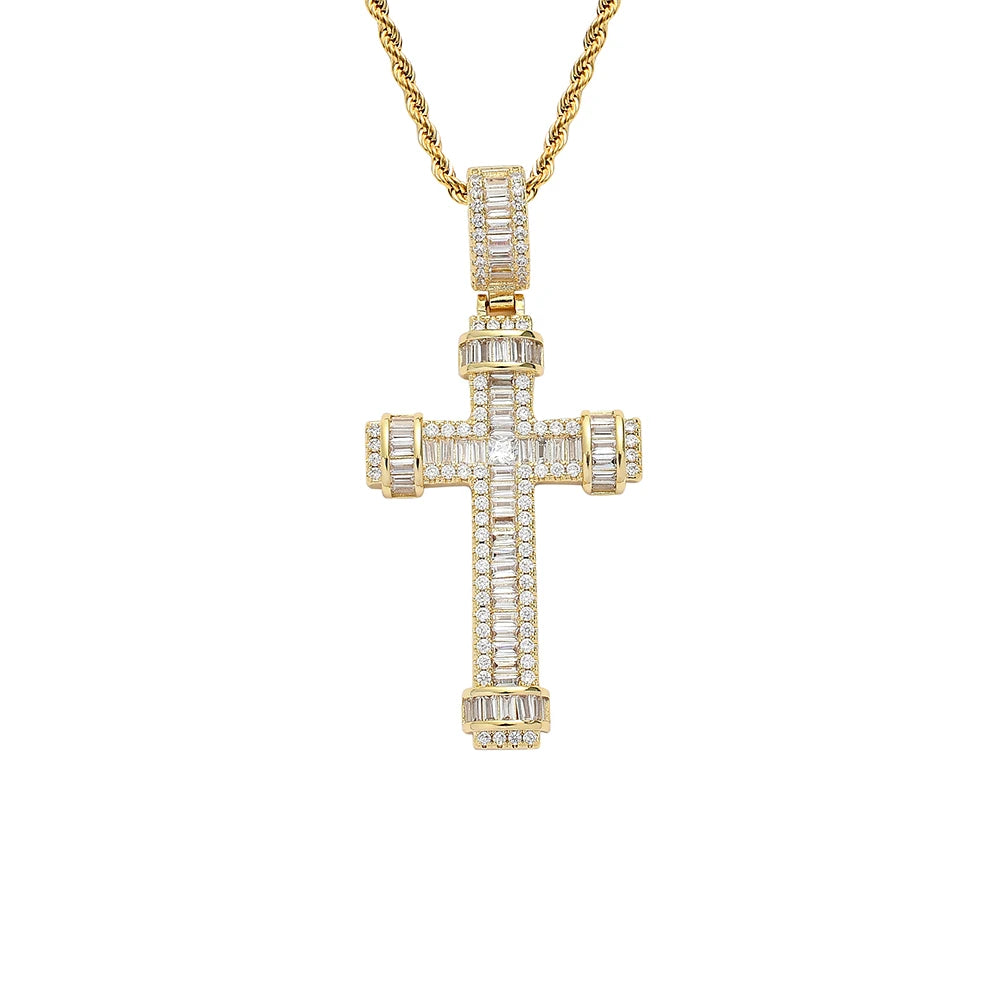 CN337  Brass CZ Cross Pendants Iced Out Hip Hop  Necklace Bling Bling Jewelry