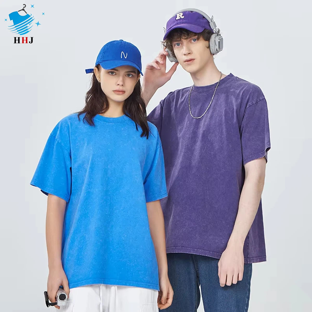 Factory Direct 250g Fried Snow Retro Heavy Cotton Short-Sleeved Neck T-Shirt for Men Women 100% Cotton Knitted No Middleman