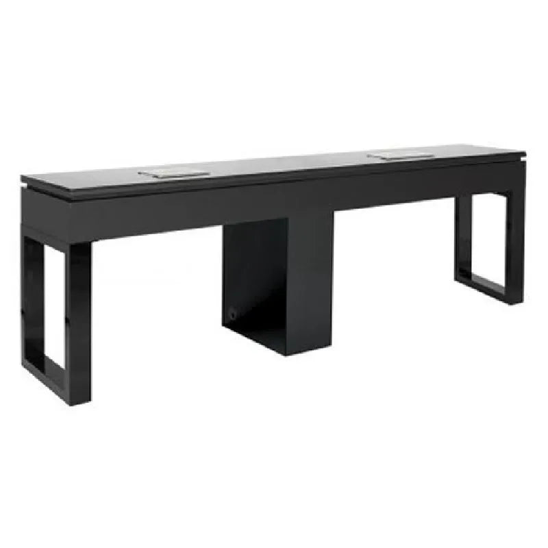 Cheap Modern Beauty Salon Nail Furniture Double Nail Manicure Desk with Glass Top and Dust Collector