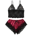Best Selling 2 Pcs Sets Lace Silk Short Sleepwear Satin Pajamas for Women
