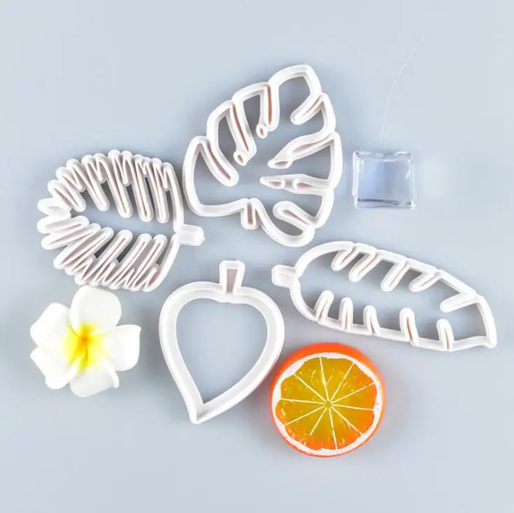 HY 4pcs Tropical Palm Leaves Cookie Cutters for Gum Paste Fondant Cake Tools
