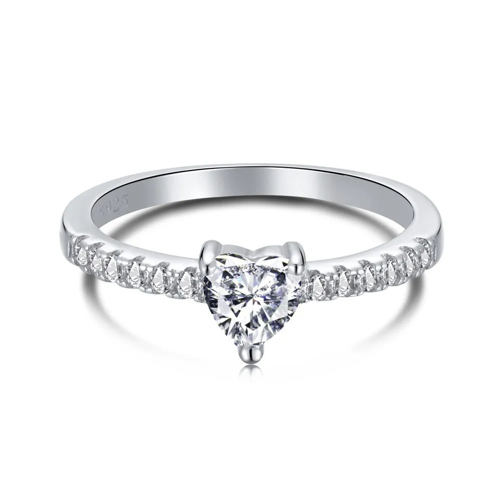 Hainon S925 Pure Heart-Shaped Shiny Zircon Ring Ladies Light Luxury Niche Design High-End All-Match Finger Decoration Ring