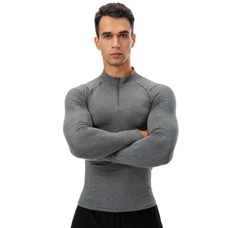 Custom Wholesale Winter Plus Size Fitness Zipper Sweatshirt Regular Fit Sports Pullover Men's 1/4 Zipper Stand Collar