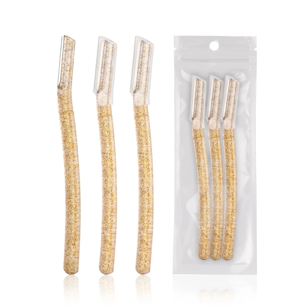 New Trending Glitter Handle Eyebrow Trimmer Dermaplane Blades Facial Razor with Glamorous Touch