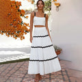 Enyami New Summer Feminine Sweet Romantic Waves Line Vest Tank Top Women Loose A-Line Skirts Leisure Co Ord 2 Piece Set