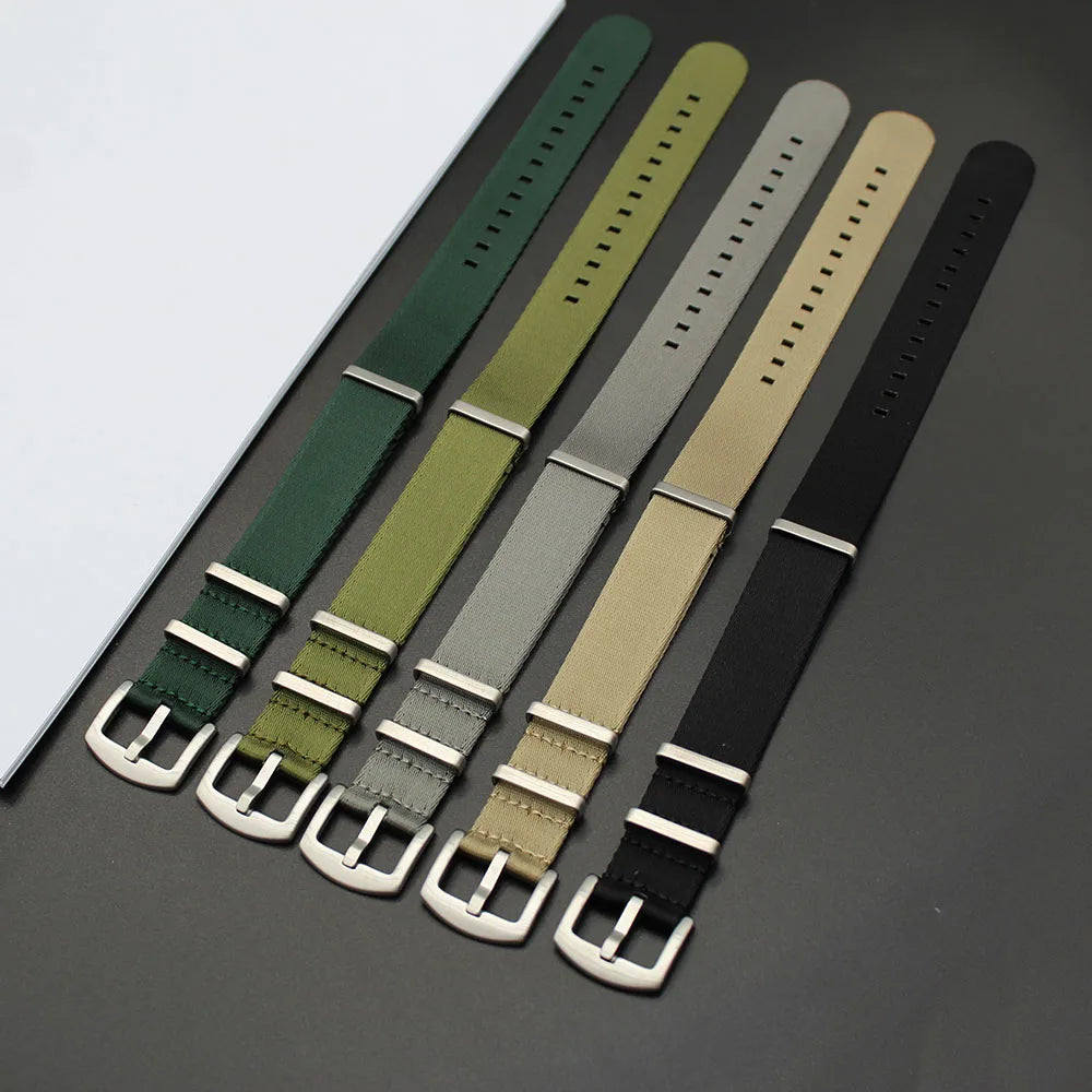 Yunse 10 Colors in Stock Nylon 1 Piece Watch Strap Luxury Heavy Duty Seatbelt Smooth 1.2MM Herringbone Pattern Watch Strap