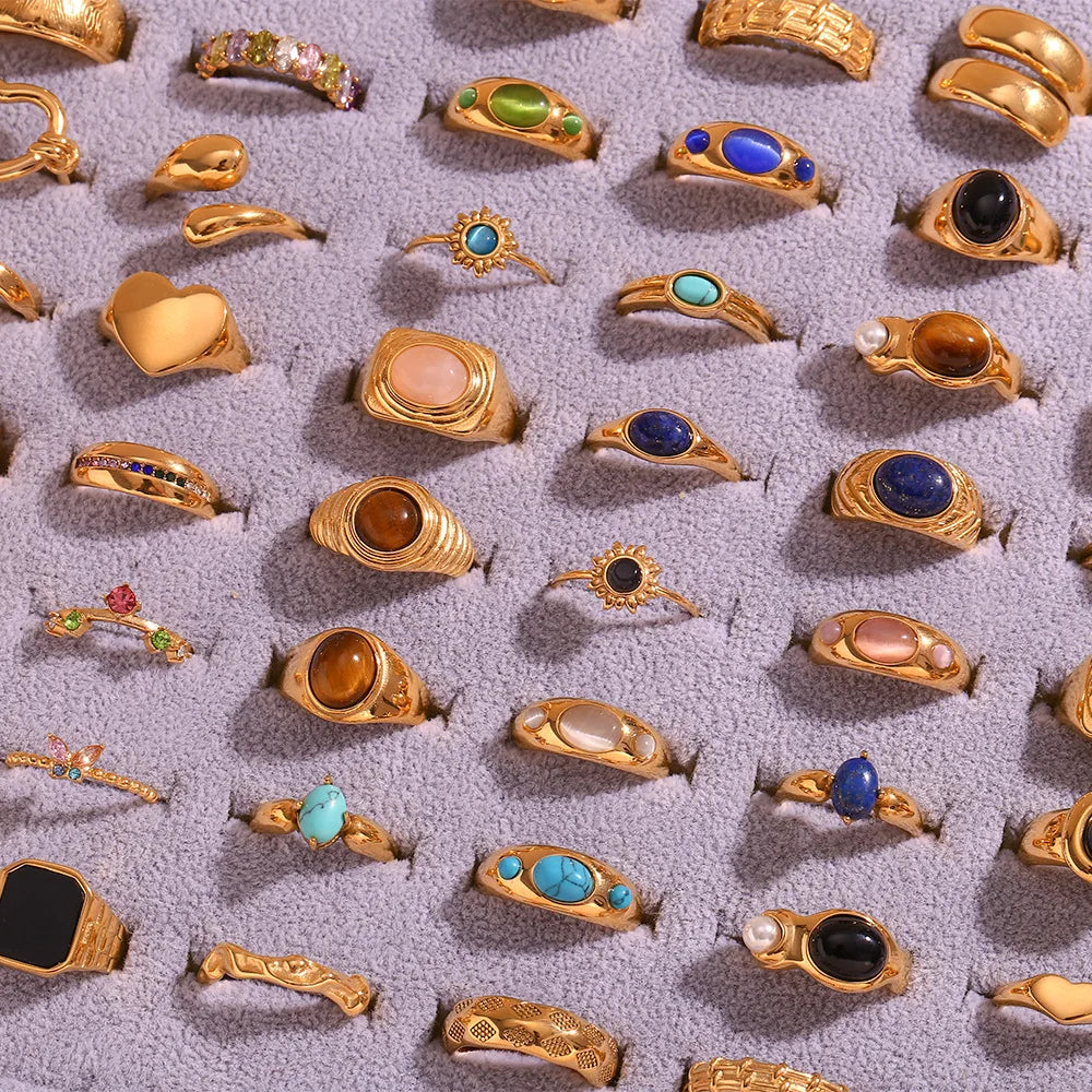 2024 Christmas Women Trendy Rings 18k Gold Plated Anti Tarnish Rings Stainless Steel Chunky Fashion Factory Stock Ring for Women