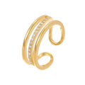 New Design Gold Plated CZ Jewelry 925 Sterling Silver Zircon Line Ring
