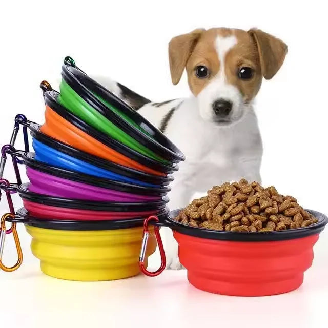 Top Ranking Manufacture Portable Foldable Dog Bowl Food Water Feeding Silicone TPE Collapsible Pet Bowl