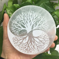Natural Polished Selenite Plate Crystal Carved Pad Disk  Selenite Tree of Life Slices Han for Healing Reiki