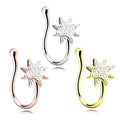 Wholesale Face Brass Alloy Flower Charm Jewelry Nose Clip Ring Women Mouth Rings China Supplier
