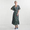High Quality Short Sleeve  Long Summer Dress Chiffon Maxi Dresses Long Floral Dress