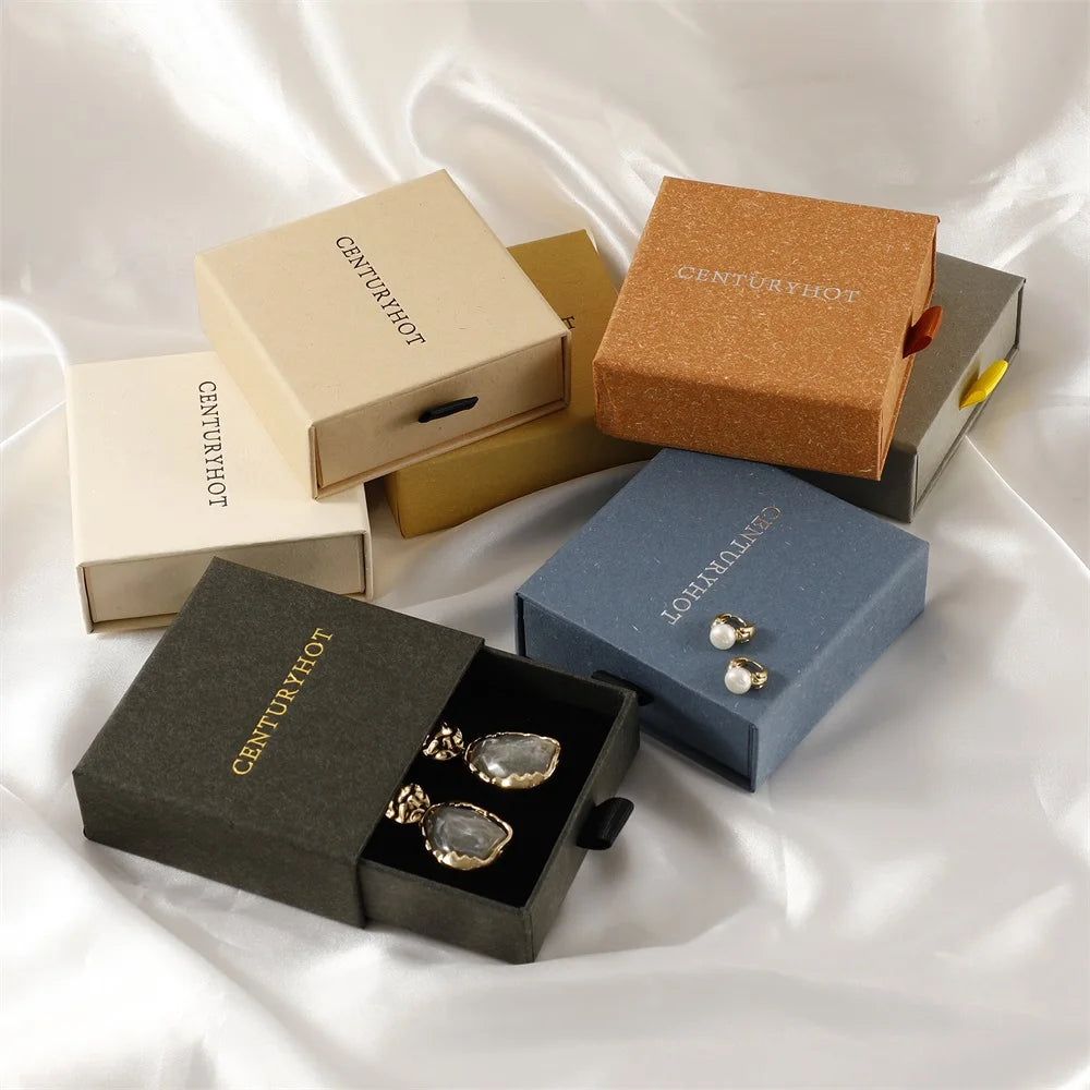 PUPPYSEW8*8cm Jewelry  Box  Gold Stamping Logo Sliding Jewelry  Boxes With Logo Drawer Necklace Jewelry Box logo Customized