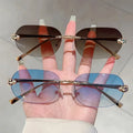 Custom Logo 2025 Vintage Men Women Square Punk Sun Glasses UV400 Metal Leopard Head Rimless Y2k Sunglasses