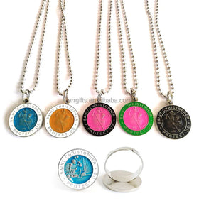 St. Christopher Surf Medal Necklace Badge Manufacturer Protector of Travel Saint Christopher Finger Ring Factory