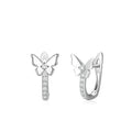 Fashion New Arrival Bowknot Earrings 925 Sterling Silver Rhodium Plated Zircon Charm butterfly Hoop Earrings