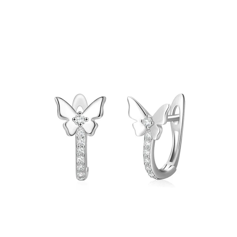 Fashion New Arrival Bowknot Earrings 925 Sterling Silver Rhodium Plated Zircon Charm butterfly Hoop Earrings