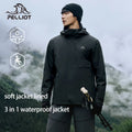 PELLIOT Outdoor Winter Warm Windproof Adjustable Hood Soft Shell Liner Men's 3 in 1 Waterproof Mountaineering Hardshell Jacket