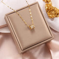 Real Gold Electroplated Stainless Steel Necklace for Women Micro Inlaid Summer Collarbone Chain Gift Necklace