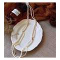 Luxury 925 Silver Gold Plated Link Chain Necklace 7-8mm White AA Grade Freshwater Rice Shape Pearl Multilayer Unisex Jewelry