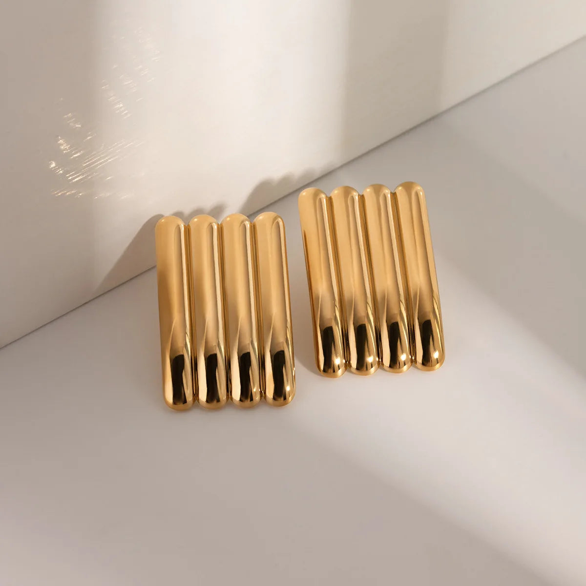 Stainless Steel Chunky Gold Plated Stud Earrings for Women