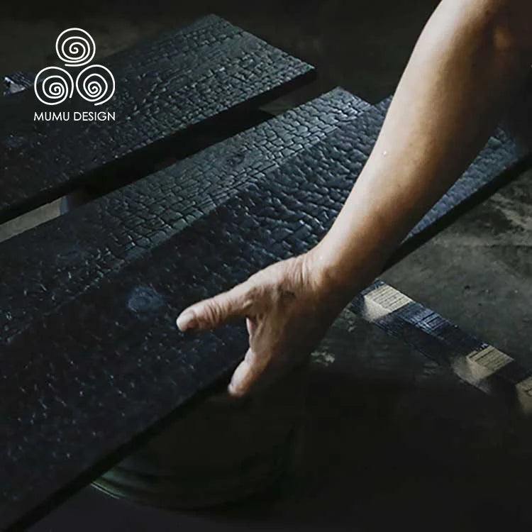 Dongguan MUMU Solid Timber 3D Shou Sugi Ban Burnt Wooden Exterior Decorative Design Wall Wood Slat Panels