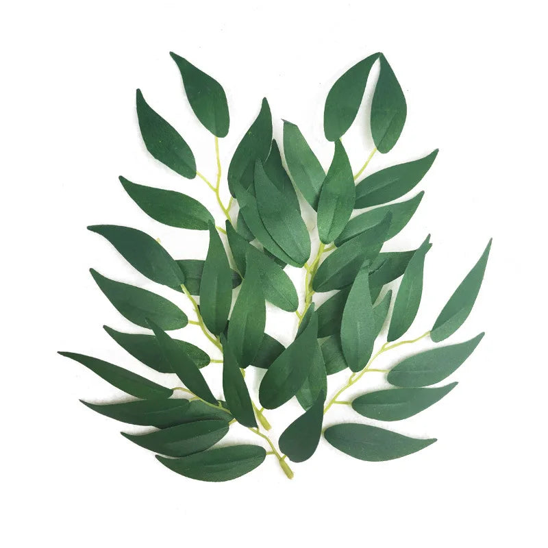 2024 New Hot Sale Green Willow Artificial Leaves for Home Party Diy Flowers Arrangement Wedding Decor