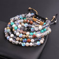 New Design Semi-precious Stone Natural Gemstone Pearl Beads CZ Pave Disc Ball Custom Logo Macrame Friendship Bracelet Girls