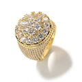 Factory Price Fashion Jewelry Hip-Hop Copper Ring Zircon 18K Gold Plated Glisten Cluster Design Cocktail Ring for Unisex
