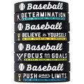 (12-Pack) Custom Promotional Baseball Silicone Wristbands with Motivational Sports Quotes-Unisex OEM/ODM Available