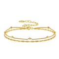 SB131 RINNTIN Handmade Dainty Double Layer Bracelet Silver 14K Gold Plated Water Ware with Satellite Chain Adjustable Bracelet