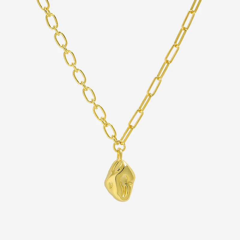VIANRLA 925 Sterling Silver Spliced Chain Irregular Shape Pendant Necklace Cool Style Women Jewelry Gift Drop Shipping
