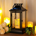 Black Metal Lantern with Hanging Top Memorial Lantern Decorative With Flickering LED Candle