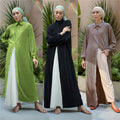 New Arrival Women Islamic Clothing Modest Dresses Abaya Lapel Button Down Solid Color Slit Dress for Muslim Woman