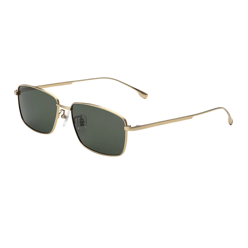 New Style Pure Titanium Gold Frame UV400 Square Unisex Polarized Sunglasses