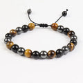 Natural Healing Adjustable Triple Protection Bracelet Hematite Tiger Eye Black Obsidian Gemstoe Crystal Bracelets for Men Women