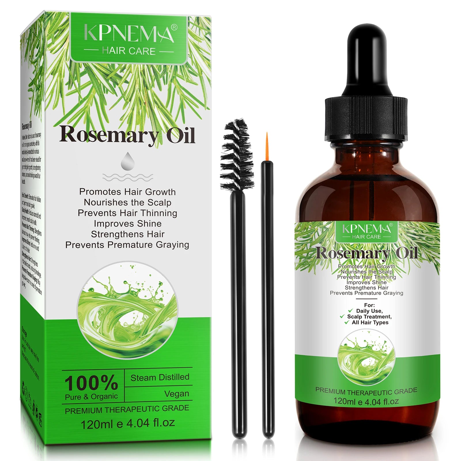 KPNEMA 120ml Rosemary Essential Oil Pure Natural Organic Cold Pressed Rosemary Extract Oil for Hair Growth