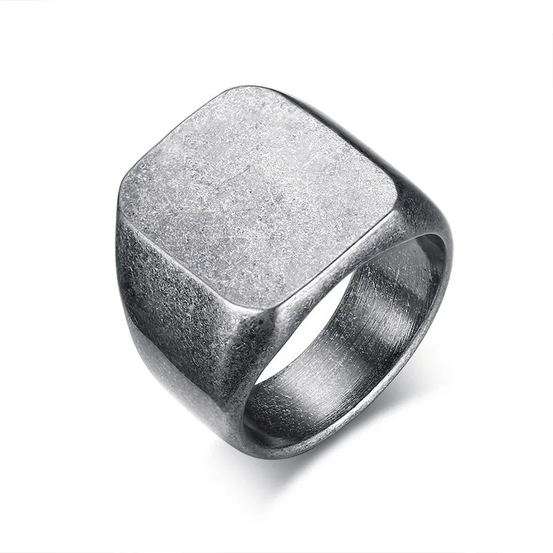 Custom Men Blanks Finger Ring Designs Your Own logo Fashion Simple Silver Stainless Steel Signet Ring