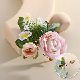 Rose Flower Hair Clips Hairpins Floral Brooches Pin Boho Hair Clip Rose Hair Accessories for Women Girls Lady Bridal