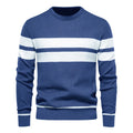 Spot Goods EU Size Winter Pullovers Heavyweight Sweater Casual Men Pullover Sweater Striped Patchwork Color Crew Neck Pullovers