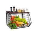 Multifunctional Durable Metal Stacking Sundries Basket Fruit Vegetable Pantry Storage Basket Snack Storage Shelf With Wooden Lid
