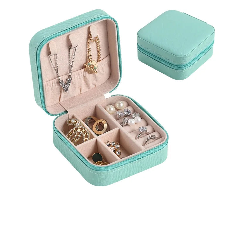 G1506 Wholesale Leather Packaging Square Round Case Organizer Travel Small Boxes Earring Necklace Ring Jewelry Storage Box