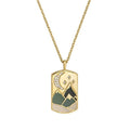 Milskye New in 18K Gold Earth element Inlaid Zircon Crescent Enamel Necklace