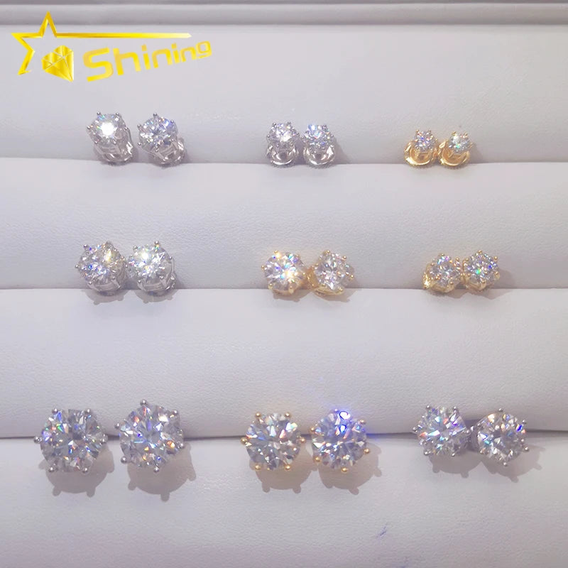 Hot Sale Pass Diamond Tester Round Vvs Moissanite Jewelry Moissanite Stud Earring