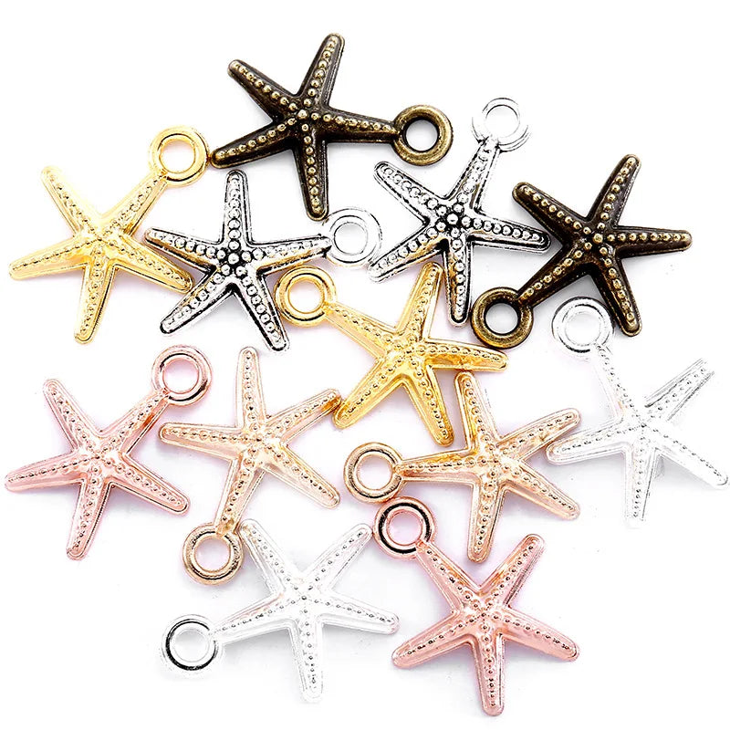 YuenZ 100pcs/bag 6 Colors Alloy Starfish Charms for Earrings Pendants Necklaces Bracelet DIY Jewelry Accessories 16*12mm D7142