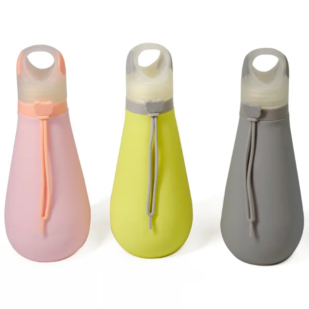 Reusable BPA Free Silicone Foldable Travel Water Bottle Leakproof Collapsible Water Bottles for Camping